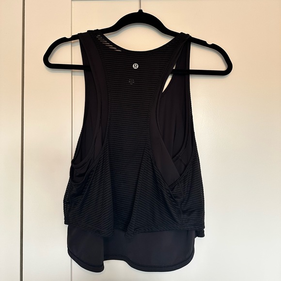 2 in 1 Black Mesh Crop Lululemon Top - Picture 7 of 7